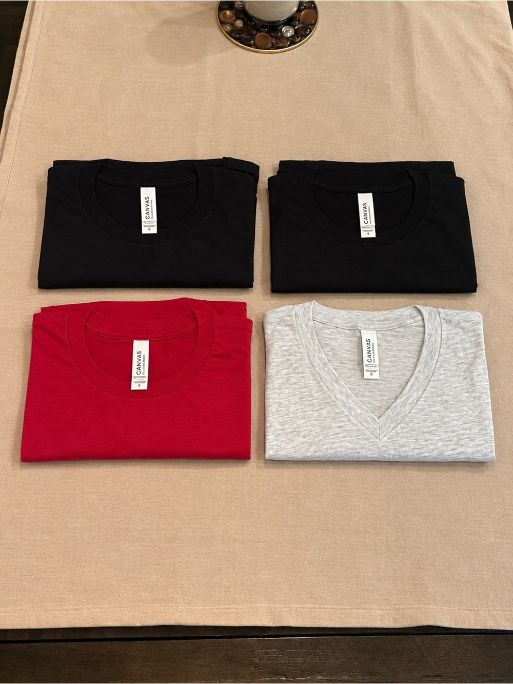 Bella Canvas Fall Crew & V-Neck T-Shirt Pack - Black, Red, Light Gray Blank HTV